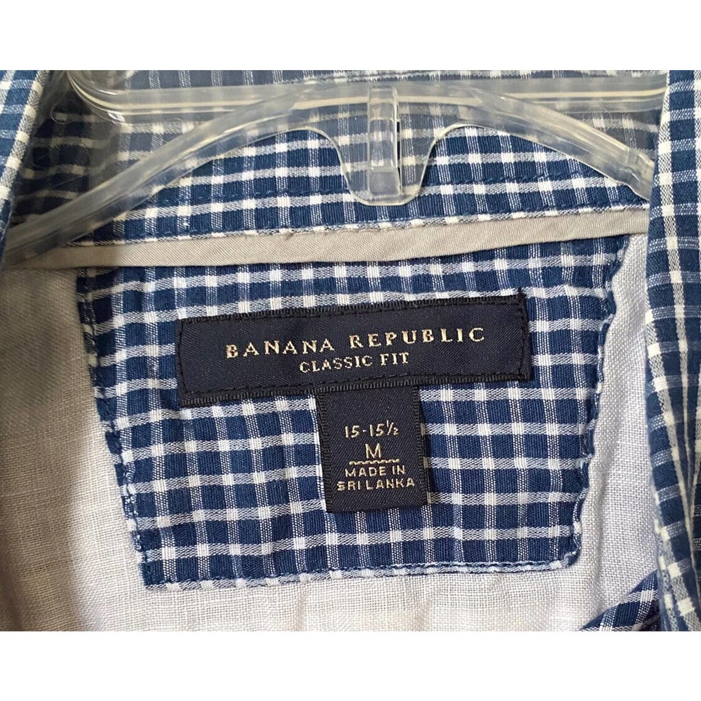 Banana Republic Linen Blend Men's Medium Classic Fit Blue Y104 - Picture 4 of 5